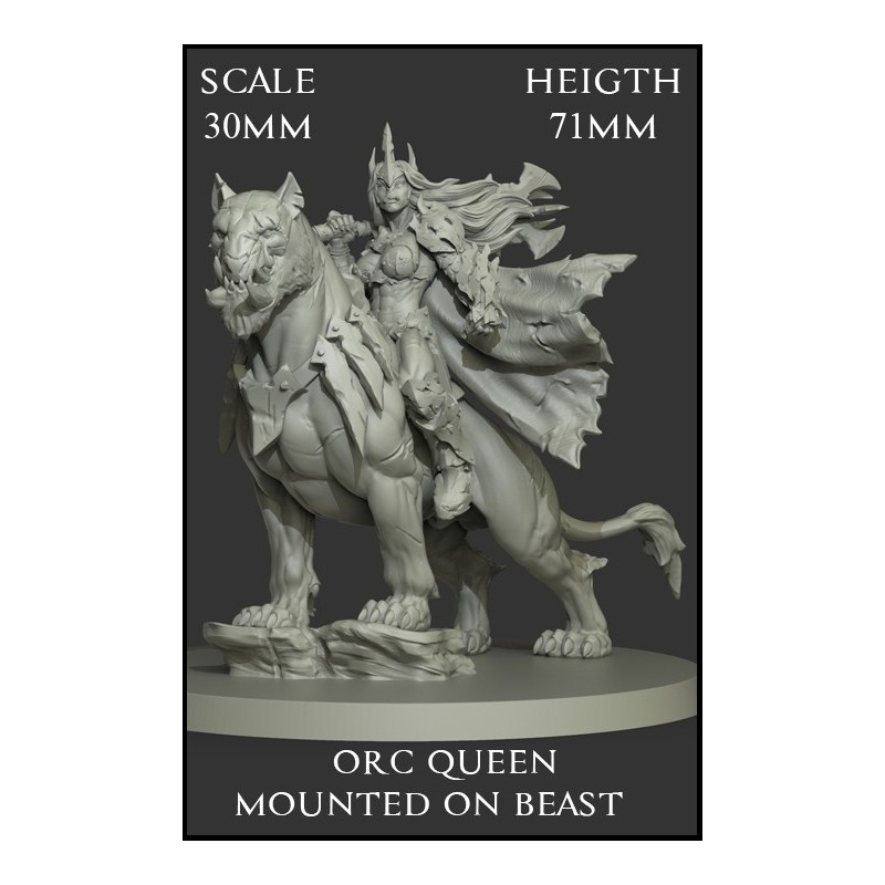 Orc Queen Mounted on Beast Scale 30mm - 1 miniatura