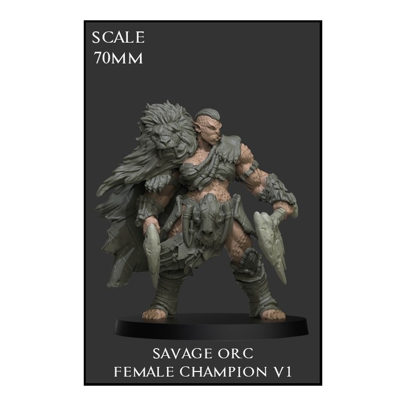 "Savage Orc Female Champion V1" 70mm Scale - 1 miniatura