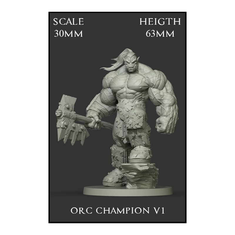 Orc Champion V1 Scale 30mm - 1 miniatura