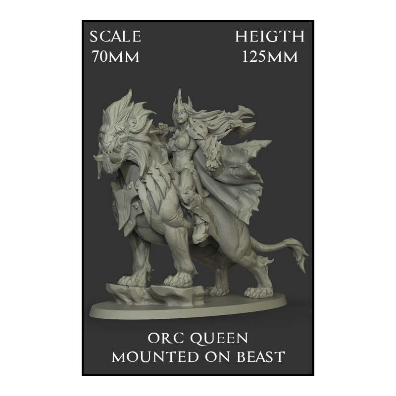 Orc Queen Mounted on Beast Scale 70mm