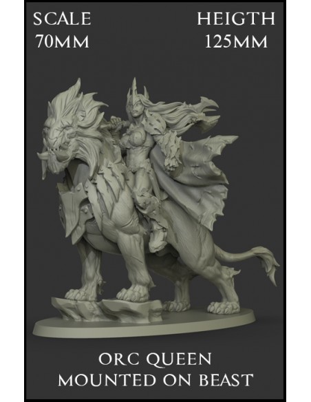 Orc Queen Mounted on Beast Scale 70mm - 1 miniature